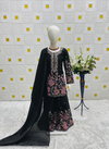 OC 212 Heavy Chinon Silk With Embroidery Sequence Work Top With Sharara And Dupatta Wholesalers In Delhi